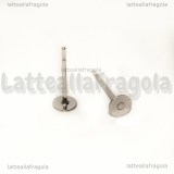 5 Paia di Perni a base piatta 4mm Acciaio Inox con gommini