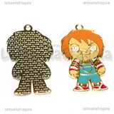 Ciondolo Chucky in metallo dorato smaltato 33x19mm