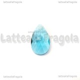 Goccia in vetro sfaccettato azzurro 22x13mm