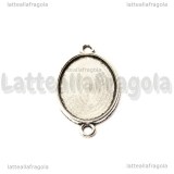 Connettore in metallo argento antico con base 25x18mm