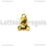 Charm double-face Orsetto in metallo oro antico 16x10mm