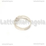 Base per anello in metallo argentato con piastra 8mm