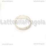 Base per anello in metallo argentato con piastra 8mm