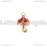 Charm Ombrello 3D in metallo smaltato rosso 19x11.5mm