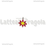 Charm Fiore in Acciaio Inox smaltato Rosso 10x7.5mm