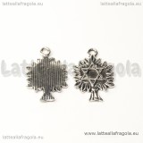 Charm albero con esagramma in metallo argento antico 20x14mm