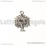 Charm albero con esagramma in metallo argento antico 20x14mm