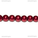 Perle in Vetro Cerato Rosso 8mm filo in cotone 38cm