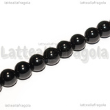 Perle in Vetro Cerato Nero 8mm filo in cotone 38cm