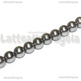 Perle in Vetro Cerato Grigio Argento 8mm filo in cotone 38cm