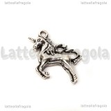 Ciondolo Unicorno in metallo argento antico 28mm