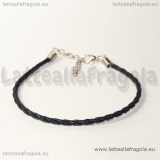 Bracciale in cordino similpelle intrecciato nero 3mm