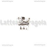 Cagnolino foro largo in metallo argento antico 13x11mm