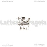 Cagnolino foro largo in metallo argento antico 13x11mm