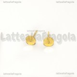 10 Coppie Perni base piatta 6mm Gold Plated con farfalline in silicone trasparente