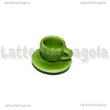 Set Tazzina e Piattino  in ceramica verde bordi tondi 10mm