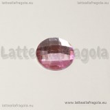 Cabochon Tondo in acrilico sfaccettato rosa 16mm