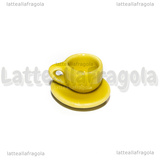 Set Tazzina e Piattino  in ceramica gialla bordi lisci 10mm