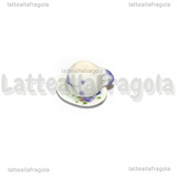 Set Tazzina e Piattino in ceramica fantasia fiore lilla bordi lisci 12mm