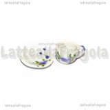 Set Tazzina e Piattino in ceramica fantasia fiore lilla bordi fiore 12mm