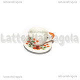 Set Tazzina e Piattino in ceramica fantasia fiori arancio bordi lisci 10mm