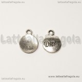 Charm targhetta Dream in metallo argento antico 15x12mm