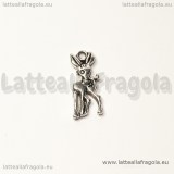 Charm cerbiatto double-face in metallo argento antico 19x8mm
