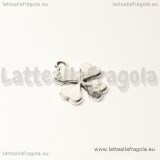 Charm Quadrifoglio in metallo argento antico 19x11mm