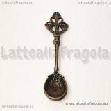 Ciondolo 3D cucchiaio in metallo color bronzo 60x15mm