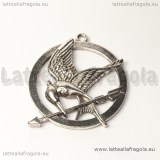 Medaglione ghiandaia imitatrice Hunger Games in metallo argento antico 50x45mm