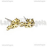 Orecchini a perno Fiocco di Neve con perla in metallo dorato 15x10mm