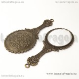 Ciondolo specchio in metallo color bronzo 74x26mm