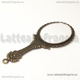 Ciondolo specchio in metallo color bronzo 74x26mm
