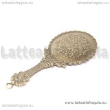 Ciondolo specchio in metallo color bronzo 74x26mm