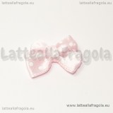 Fiocco Doppio rosa a pois bianchi in poliestere 24x18mm