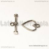 Chiusura composta a Cuore in metallo argento antico 14x11mm