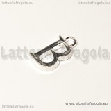 Ciondolo lettera B in metallo Silver plated 16x9mm