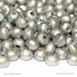 50 Perle in Legno argentato 6x5mm
