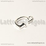 Ciondolo lettera G in metallo Silver plated 16x10mm