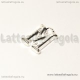 Ciondolo lettera M in metallo Silver plated 15x10mm