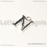 Ciondolo lettera N in metallo Silver plated 15x10mm