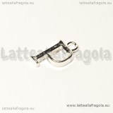 Ciondolo lettera P in metallo Silver plated 15x9mm