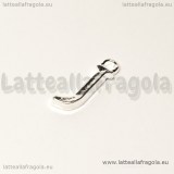 Ciondolo lettera J in metallo Silver plated 17x5mm