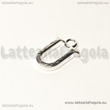 Ciondolo lettera U in metallo Silver plated 15x10mm