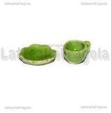 Set Tazzina e Piattino in ceramica verde bordi fiore 10mm