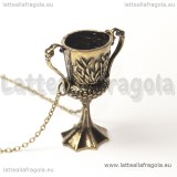 Collana Coppa Tassorosso 55x40mm in metallo color bronzo