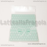 10 buste in plastica Fiocco Azzrro Tiffany con bordo adesivo 10x8cm