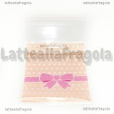 10 buste in plastica Fiocco Rosa sfondo Rosa con bordo adesivo 10x8cm