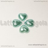 50 Cabochon a cuore falsa perla azzurra 9mm