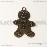 Ciondolo Gingerbread double-face in metallo color bronzo 41x27mm